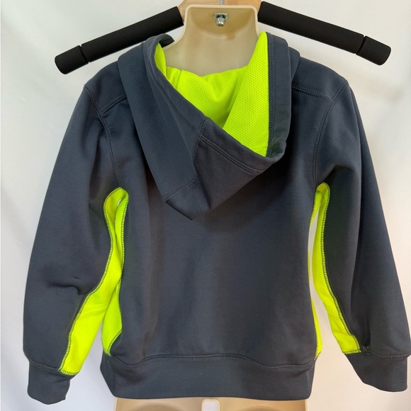 Nike Kids Therma-FIT Full Zip Hoodie – Gray & Neon Yellow (Size 5) - Picture 6 of 8